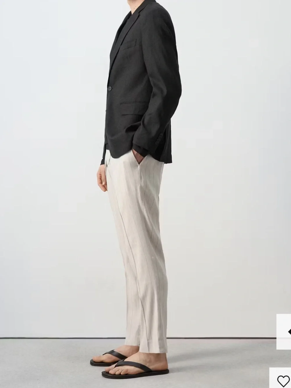 Mango Men’s Light Beige Pinstripe Drawstring Joggers STRIPED SLIM-FIT LINEN